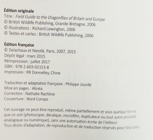 Guide des Libellules de France et d'Europe
