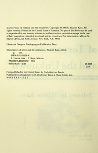 Masterpieces of Terror and the Unknown