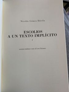 Escolios a un texto implìcito - I