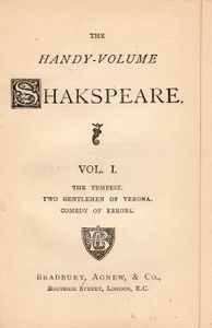 The Handy-Volume Shakspeare Vol. I.; The Tempest | Two Gentlemen Of Verona | Comedy Of Errors