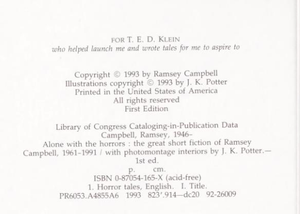 Alone with the Horrors: The Great Short Fiction of Ramsey Campbell 1961-1991