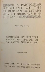 European Military Adventurers of Hindustan 1784-1803
