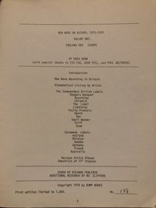 New Wave On Record: England & Europe 1975-8 - A Discographical History