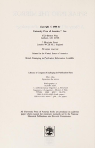 Speak into the Mirror: A Story of Linguistic Anthropology