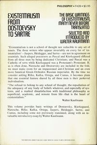 Existentialism From Dostoevsky to Sartre