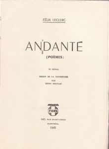 Poèmes De Félix Leclerc Andante