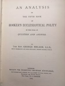 An Analysis Of The Fifth Book Of Hooker's Ecclesiastical Polity
