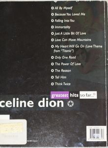 Celine Dion greatest hits so far... piano vocal guitar