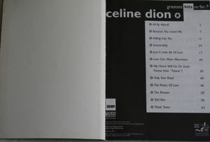 Celine Dion greatest hits so far... piano vocal guitar