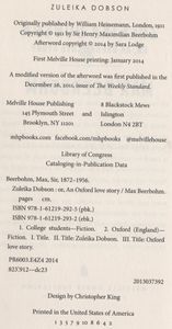 Zuleika Dobson, or, an Oxford Love Story
