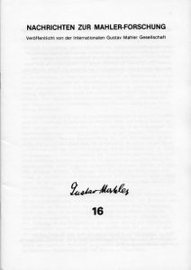 Nachrichten zur Mahler-Forschung 16