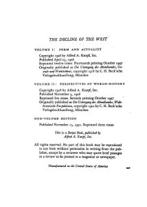 Decline of the West — Volume 1: Form and Actuality