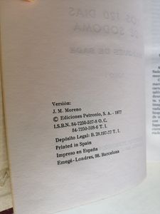 Los 120 Dias De Sodoma (Tomo I)