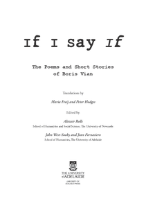 If I Say If: The Poems and Short Stories of Boris Vian
