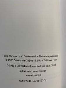 La Camera Chiara. Nota Sulla Fotografia