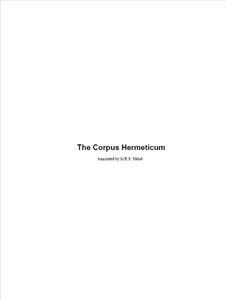 The Corpus Hermeticum