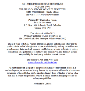 Ash-Tree Press Occult Detectives, Volume Two: The First Casebook of Miles Pennoyer