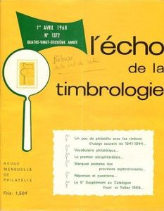 L'Echo de la Timbrologie N° 1372 (1 Avril 1968)