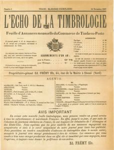 L'Echo de la Timbrologie N° 1 (15 Novembre 1887)