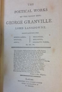 The Poetical Works of the Right Hon. Geo. Granville, Lord Lansdowne