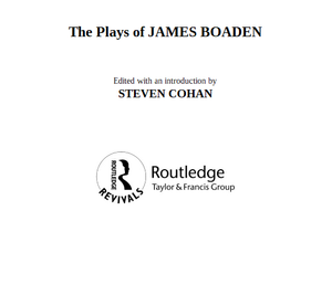 The Plays of James Boaden
