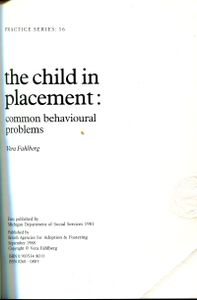 The Child in Placement: Common Behavioural Problems. BAAF Practice Series 16