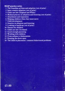 The Child in Placement: Common Behavioural Problems. BAAF Practice Series 16