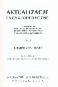 Aktualizacje Encyklopedyczne (Tom 1: Literatura - Teatr)