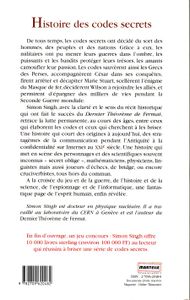 Histoire des codes secrets: de l'Égypte des Pharaons à l'ordinateur quantique