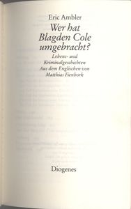 Wer hat Blagden Cole umgebracht? - Lebens- und Kriminalgeschichten