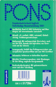 PONS Standardwörterbuch Englisch-Deutsch Deutsch-Englisch