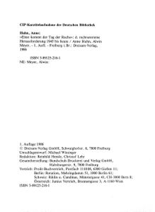 Einst kommt der Tag der Rache - Die rechtsextreme Herausforderung 1945 bis heute