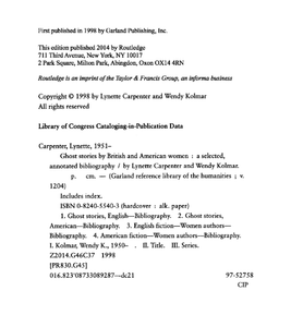 Ghost Stories by British and American Women: A Selected, Annotated Bibliography