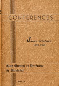 Conférences: Saison Artistique 1958 - 1959