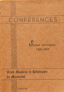 Conférences: Saison Artistique 1959 - 1960