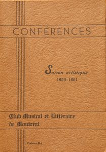 Conférences: Saison Artistique 1960 - 1961