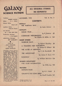 Galaxy Science Fiction, November 1952