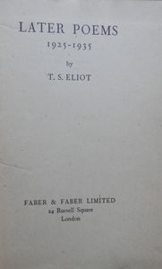 Later Poems 1925-1935