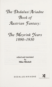 The Dedalus/Ariadne Book of Austrian Fantasy: The Meyrink Years 1890–1930