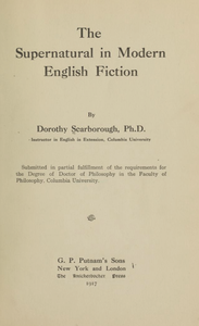 The Supernatural in Modern English Fiction