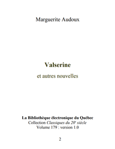 Valserine et autres nouvelles