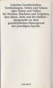 Geheime Gesellschaften, Verbindungen und Orden