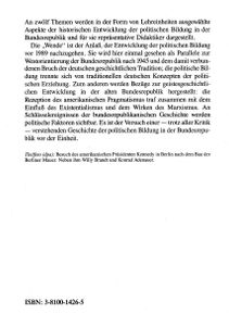 Geschichte der politischen Bildung in der Bundesrepublik Deutschland 1945-1989