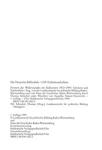 Formen des Widerstandes im Südwesten 1933-1945