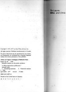 Scientific Analysis on the Pocket Calculator