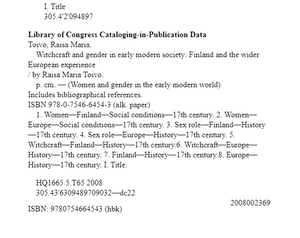 Witchcraft and Gender in Early Modern Society: Finland and the Wider European Experience