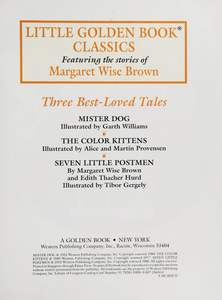 Three Best-Loved Tales: Mister Dog; The Color Kittens; Seven Little Postmen