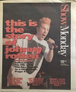 ShowMonday APRIL 4, 1994 this is the story of johnny rotten