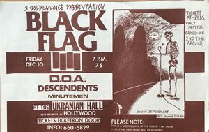 Black Flag -  Ukrainian Hall 12/10/1982