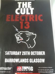 The Cult - Electric 13 tour UK concert poster
